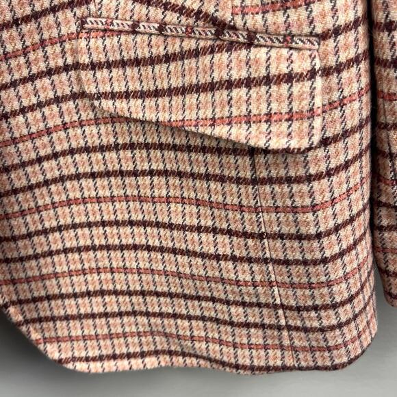 TALBOTS Plus Women's Pink Plaid Wool Houndstooth Blazer Size 14W Shetland NWT - Picture 6 of 16